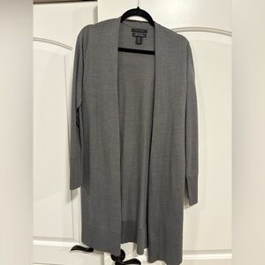 Tahari Merino Wool Charcoal Open Front Cardigan